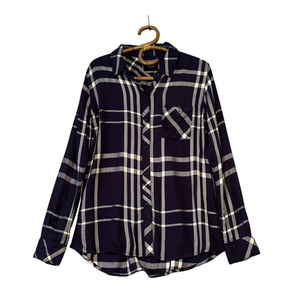 Rails | Hunter Plaid Button Front Shirt Navy White Size S